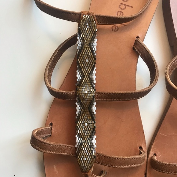 Cocobelle tan gladiator sandal with gold beading - Picture 3 of 5